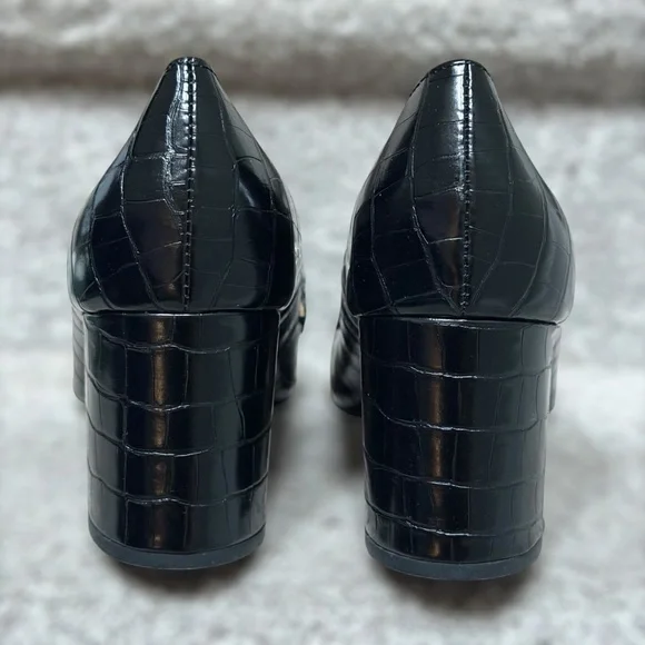 NEW Crown & Ivy Scarlett Cheetah Croc Embossed Block Heel Pumps Women’s 10 Chic - Picture 5 of 13